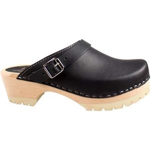 Lotta slip on clogs size 38. Black with natural wood bottoms.